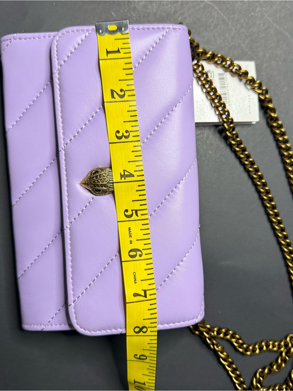 NWT Kurt Geiger London Lilac Quilted Eagle Head Crossbody/Wallet - Picture 11 of 13